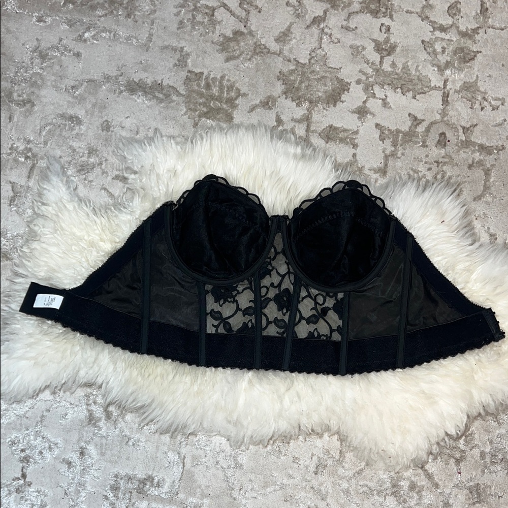 Vintage Valmont Black Lace Longline Bustier Sz. 36D - Picture 7 of 8